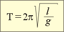 Форм. 11.6. Период малых колебаний нитяного маятника прямо пропорционален квадратному корню отношения длины нити к коэффициенту силы тяжести.